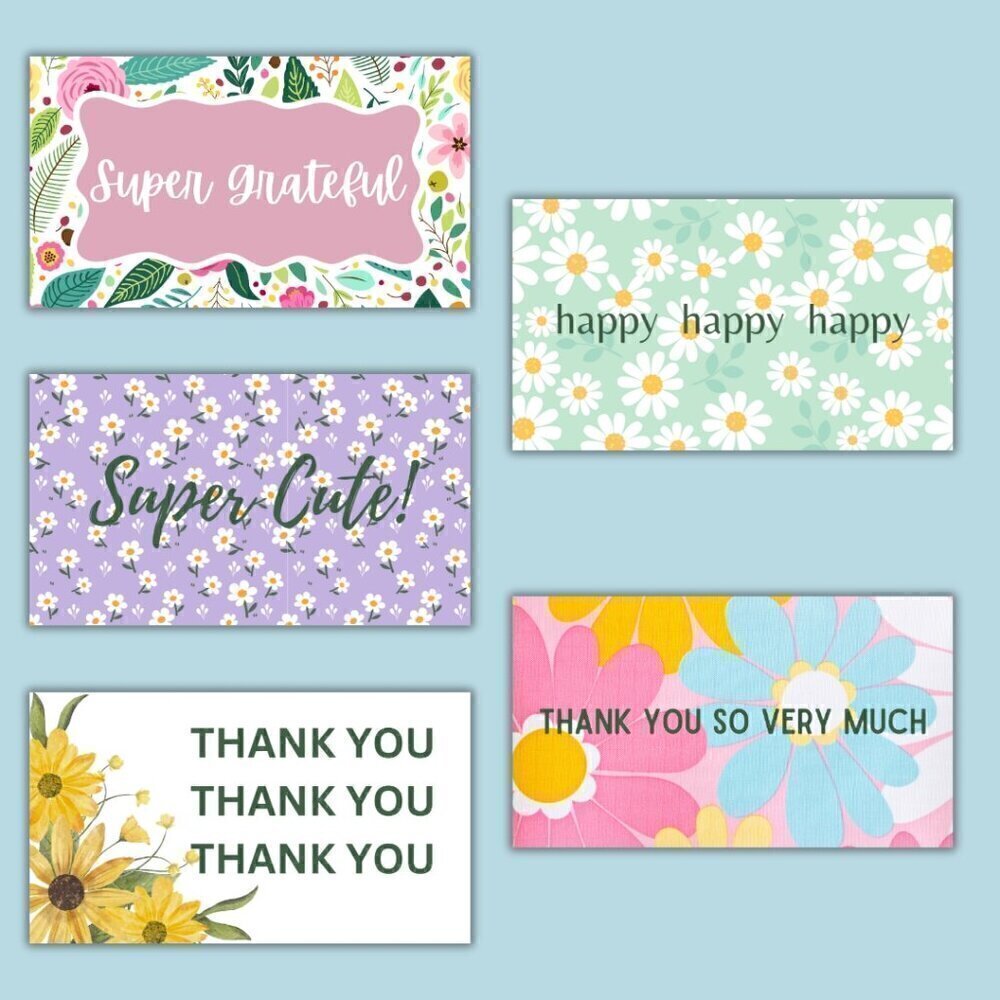 Thank You Cards: 50 Count / 5 Designs